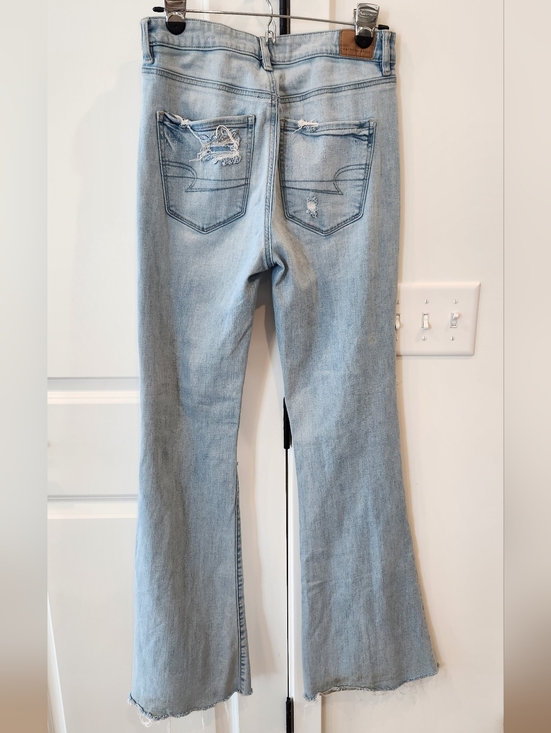American Eagle Outfitters Light Blue Distressed Wide-Leg Jeans - Picture 4 of 5